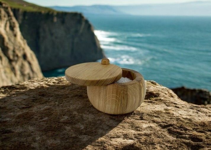 soñho Saleiro Gewürz & Salzbehälter aus Holz, rund
