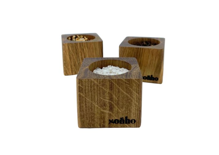 soñho Especias Gewürz & Salzbehälter aus Holz, quadratisch