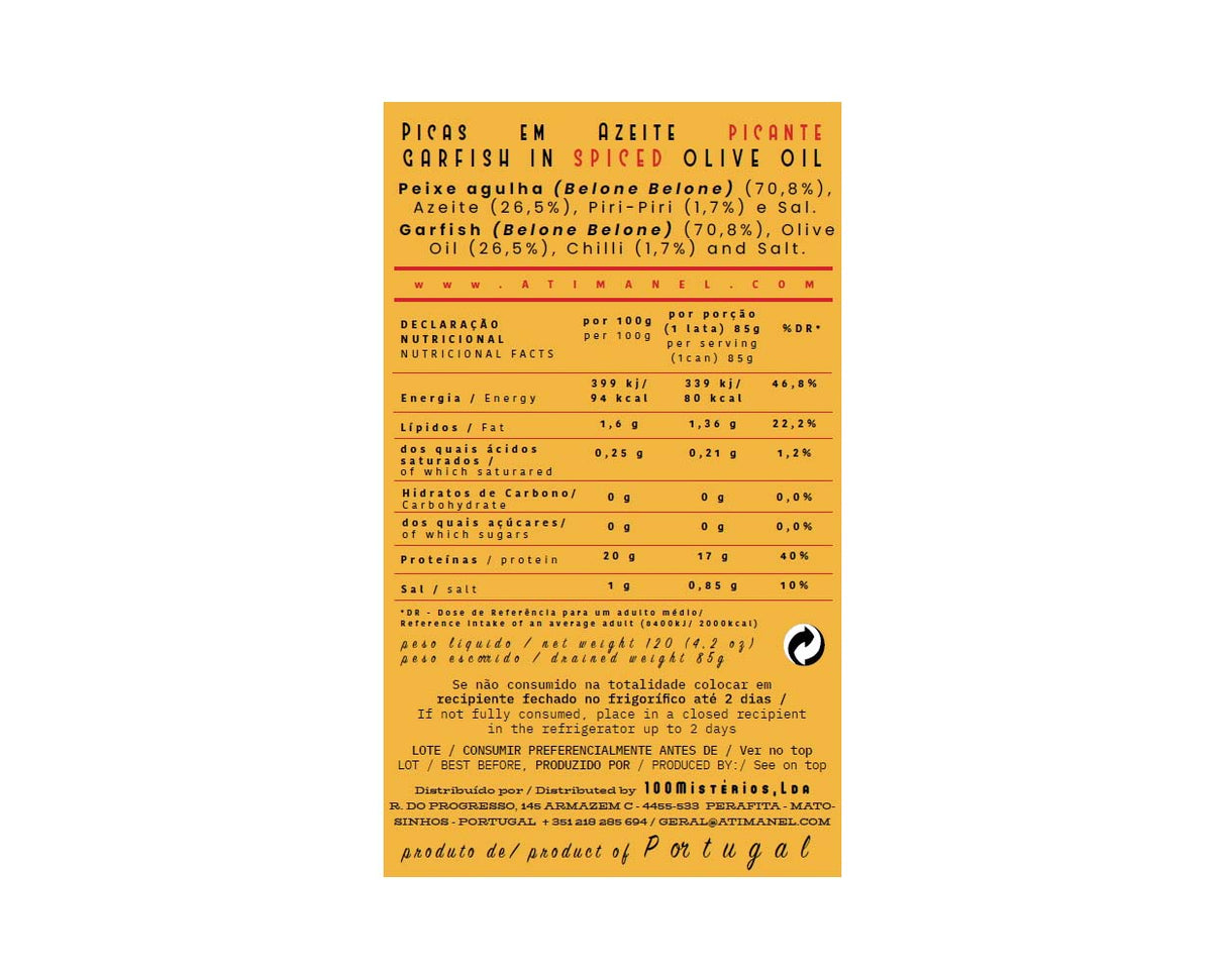 Jose Garfisch in gewürztem Olivenöl, 120 gr