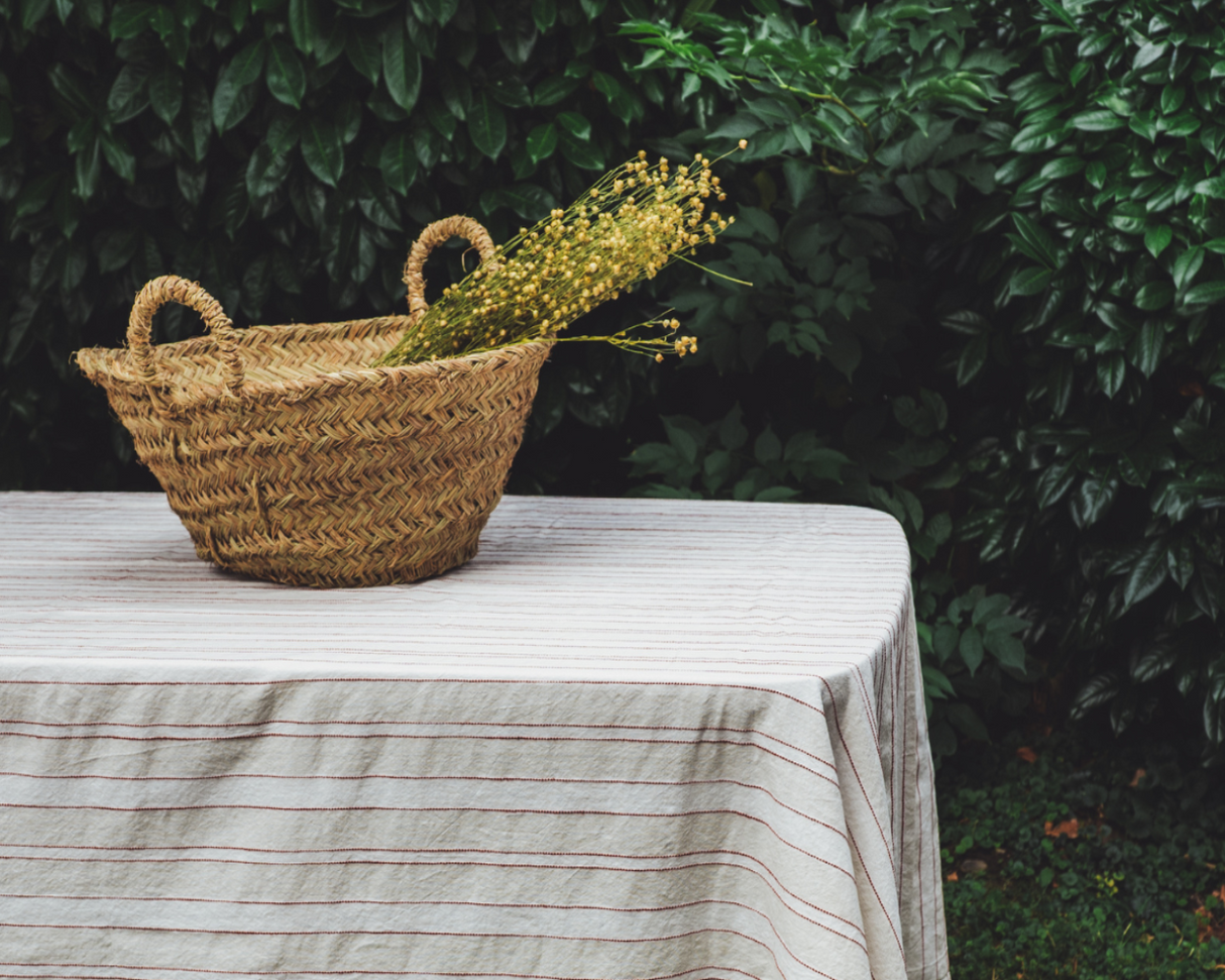 Aldeia - Tischdecke 160 x 260 terracotta gestreift