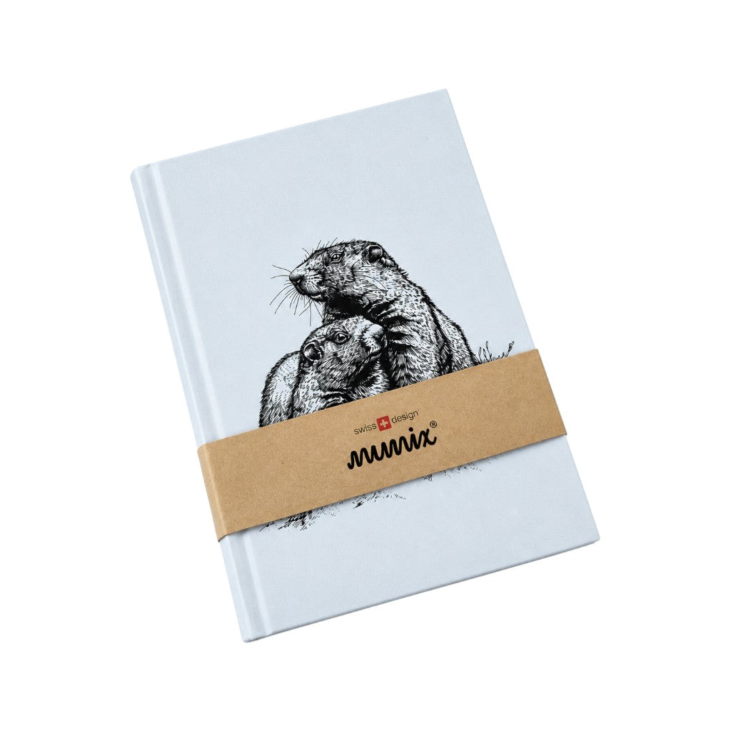 mumix Notizbuch weiss, Motiv Murmeltier