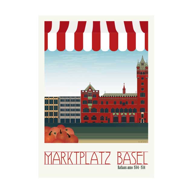s.wert Postkarte Basel Marktplatz, A6