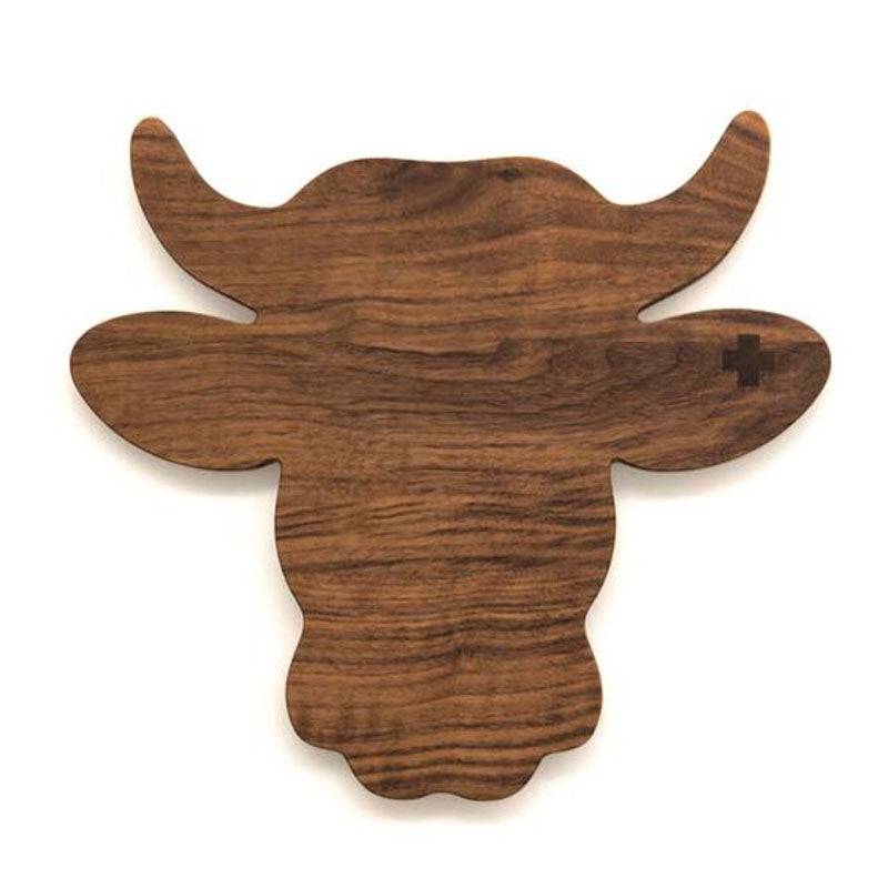 Kuhkopf Brettli mit Kreuz - Nussbaum