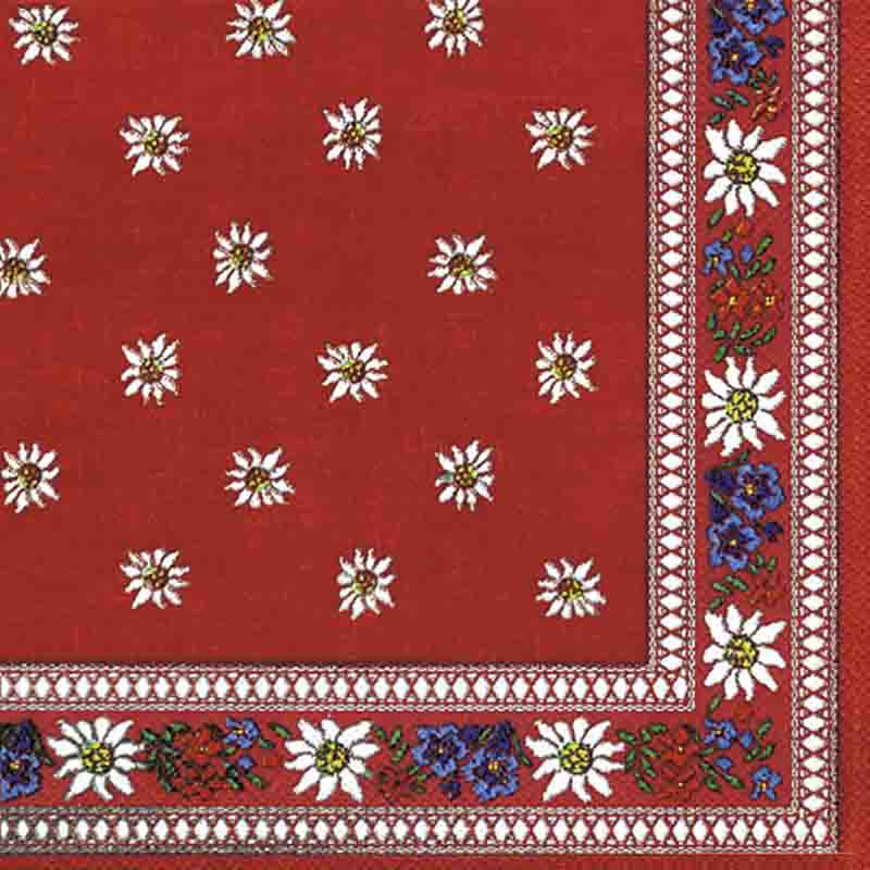 Wimmel Servietten 25x25 cm - EDELWEISS red