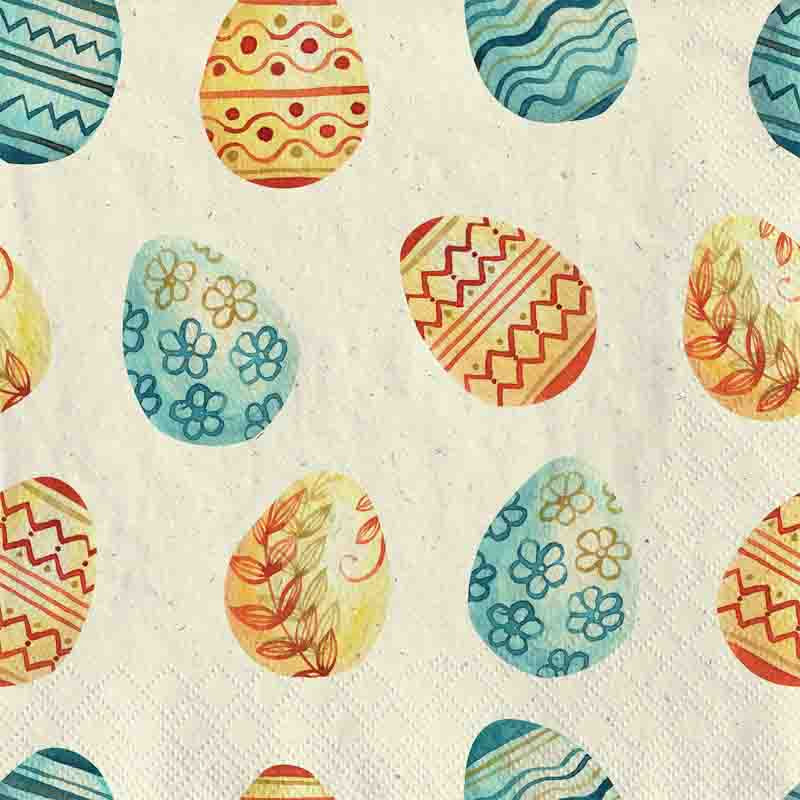 Wimmel Servietten 24x24 cm Gras-Zellstoff - Coloured Eggs