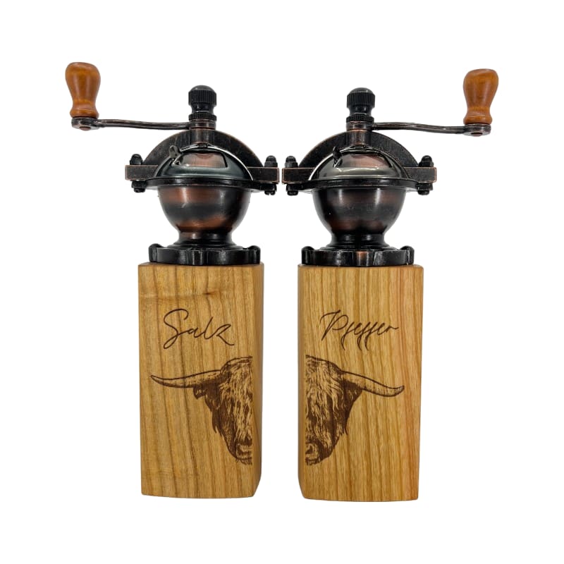Hoizart Gewürzmühlen-Set Vintage mit Gravur, Hochlandrind