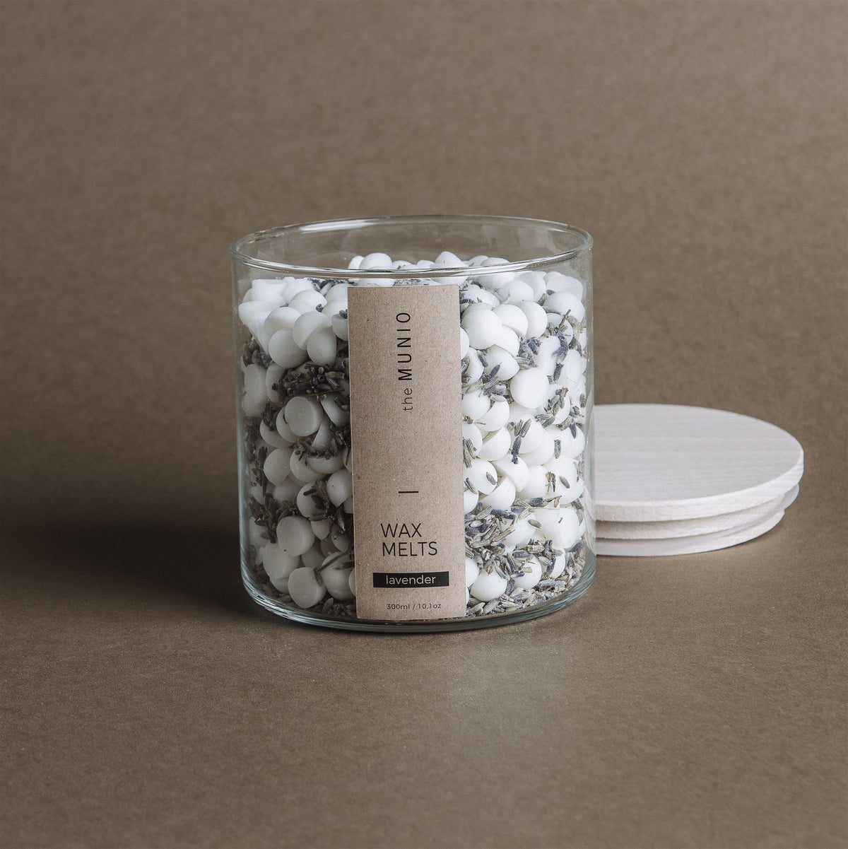 the MUNIO Lavendel Sojawachsschmelze im Teelichtglas, ⌀ 10 cm
