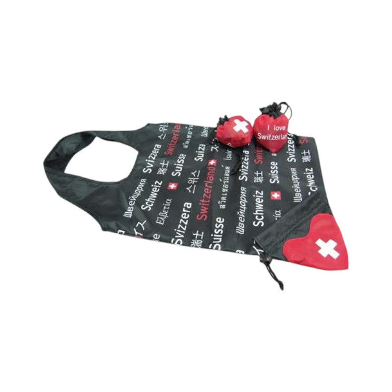 creanorm Shopping Bag, Einkaufstasche faltbar, schwarz-rot Schweiz