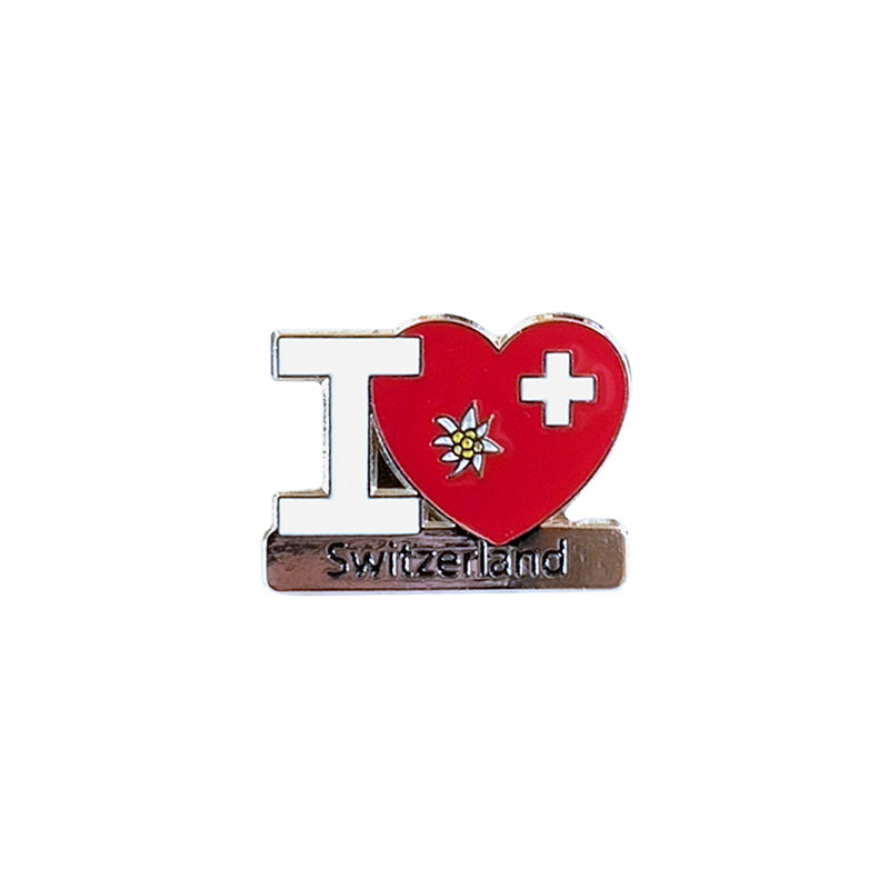creanorm Pin Herz Switzerland mit Edelweiss und CH-Kreuz