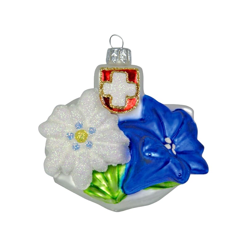 creanorm Glas Ornament als Edelweiss - Enzian Blume
