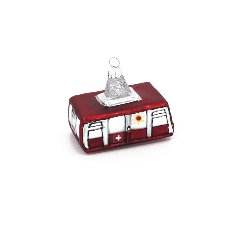 creanorm Glas Ornament Schweizer Luftseilbahn rot