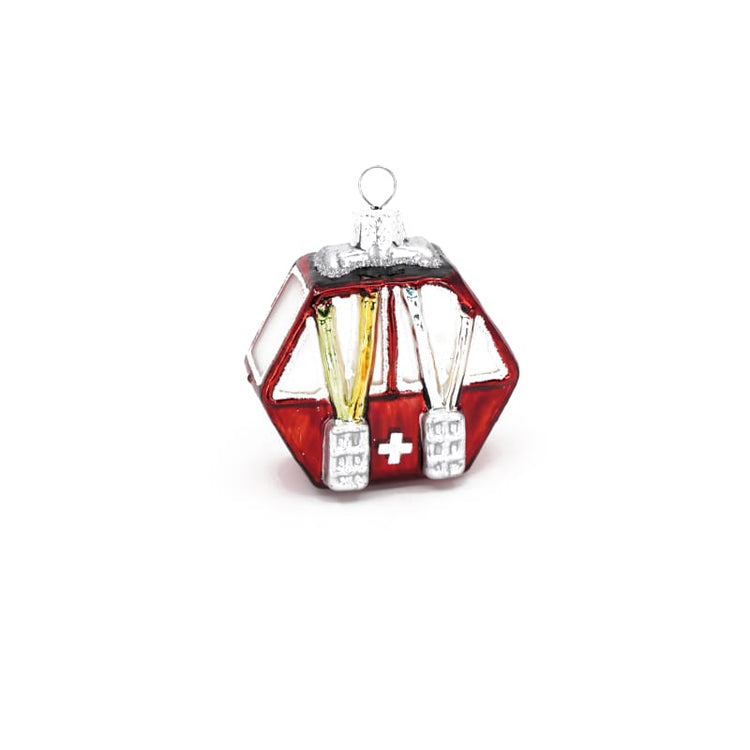 creanorm Glas Ornament Gondel mit CH Kreuz