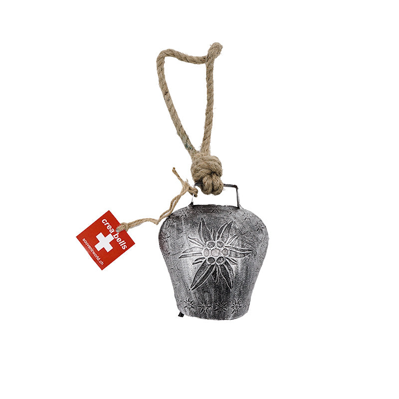 creanorm Glocke silber mit Edelweiss, ca H 12.5cm