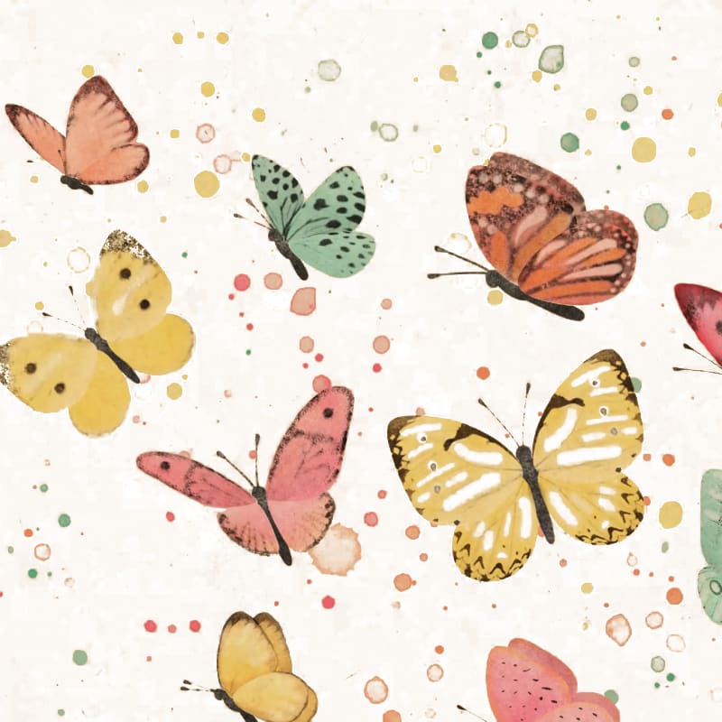 Wimmel Servietten 33x33 cm Natural Butterflies