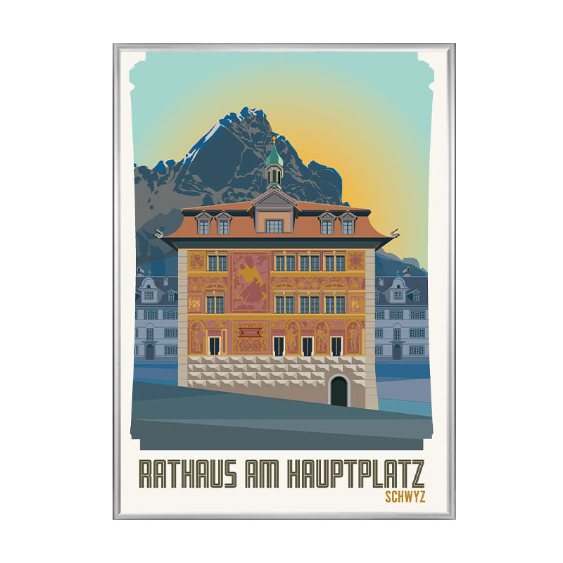 s.wert Postkarte Schwyz Rathaus, A6