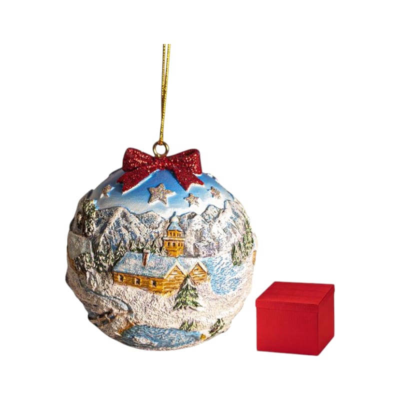 creanorm Weihnachtskugel Landschaft Winter mit Haus mit Verpackung