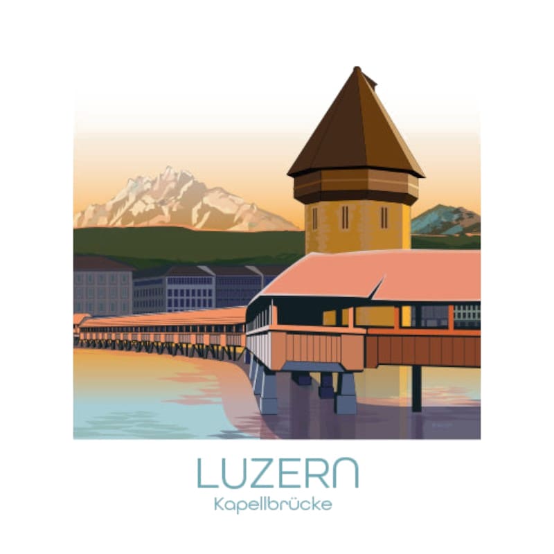 s.wert Postkarte Luzern Kapellbrücke