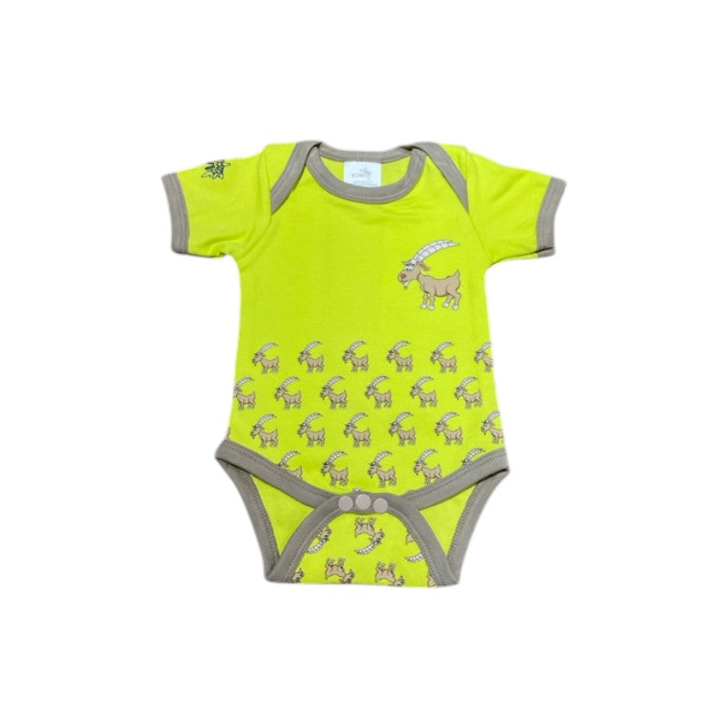 KOWI Fashion Baby-Body Steinbock, Kurzarm "Lime", 12 Monate
