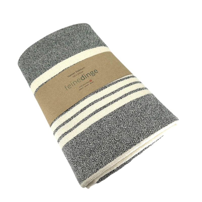 MEYER-MAYOR Hamam Badetuch gestreift, schwarz 140x200cm