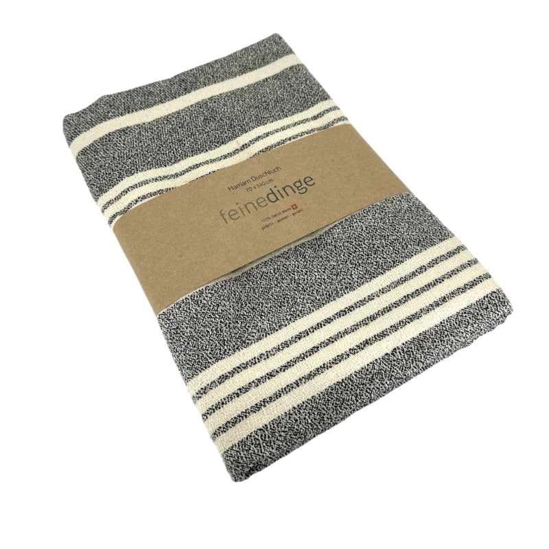 MEYER-MAYOR Hamam Duschtuch gestreift, schwarz 70x140cm