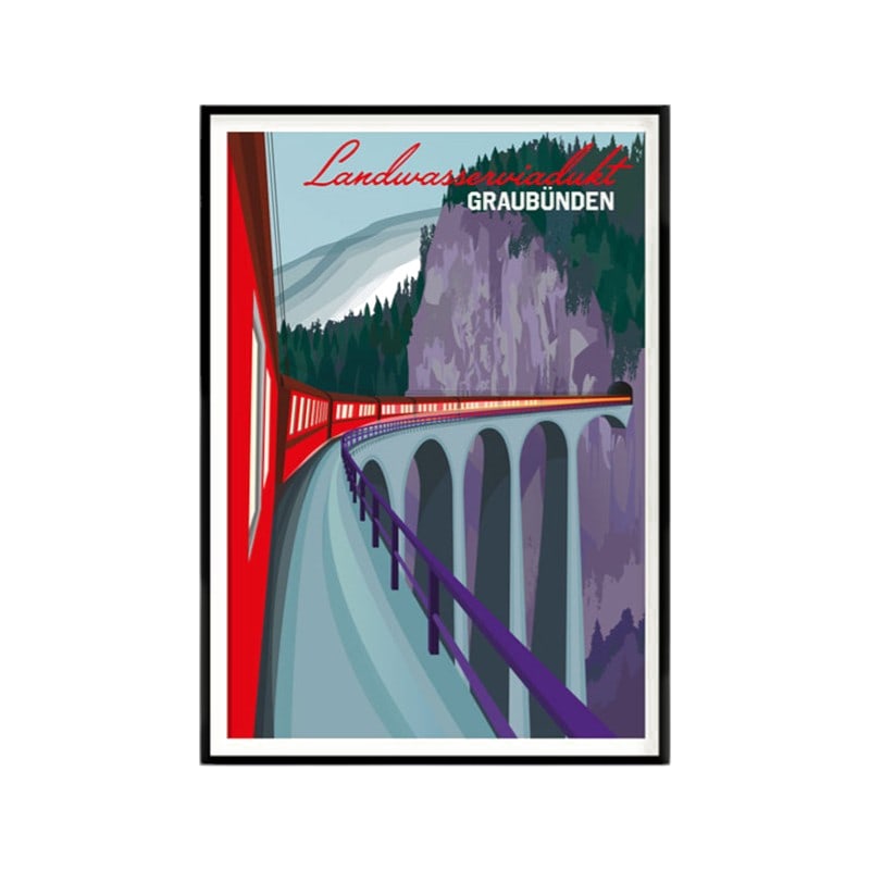 s.wert Postkarte Graubünden Landwasserviadukt