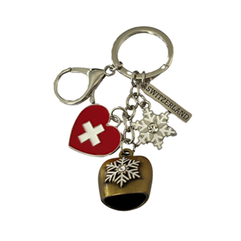 creanorm Schlüsselanhänger Glocke gold mit Schneeflocke und Herz