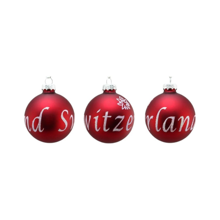 creanorm Glas Ornament Kugel Switzerland rundum, mit Edelweiss