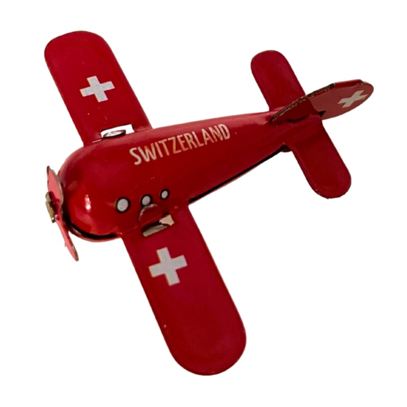 creanorm Switzerland Mini Blech Flugzeug, 4.5 x 4 x 2 cm