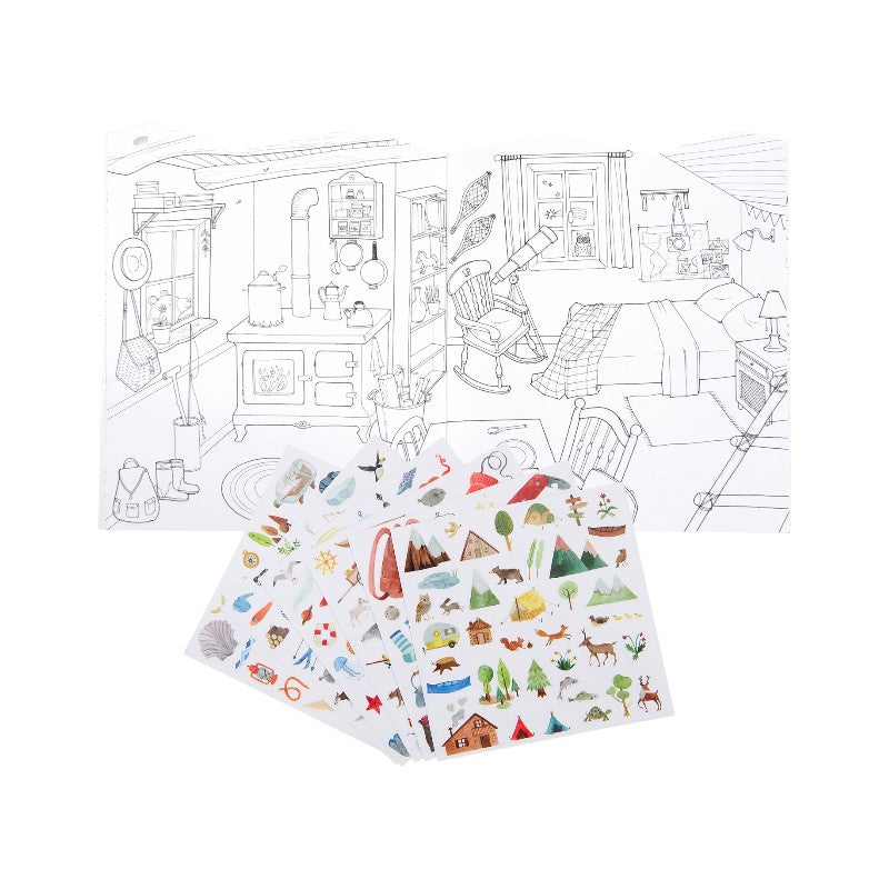 Moulin Roty Malbuch mit Sticker Forscher