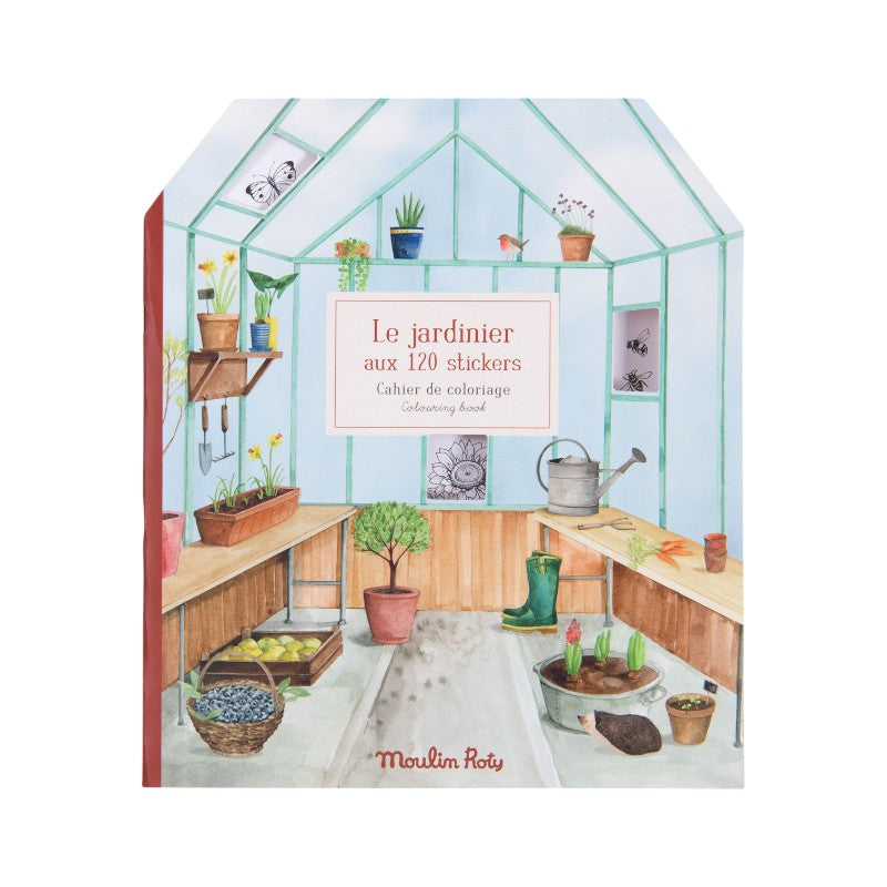 Moulin Roty Malbuch mit Sticker Gartenhaus