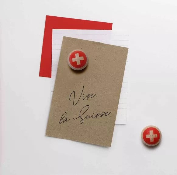 tout simplement Fotohalter aus Holz mit Schweizerkreuz