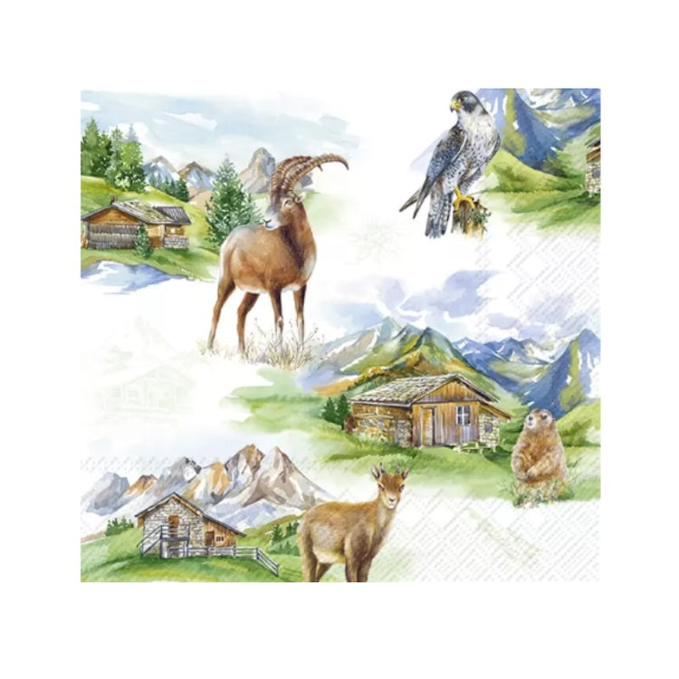 Wimmel Servietten 33x33 cm - MOUNTAIN WILDLIFE