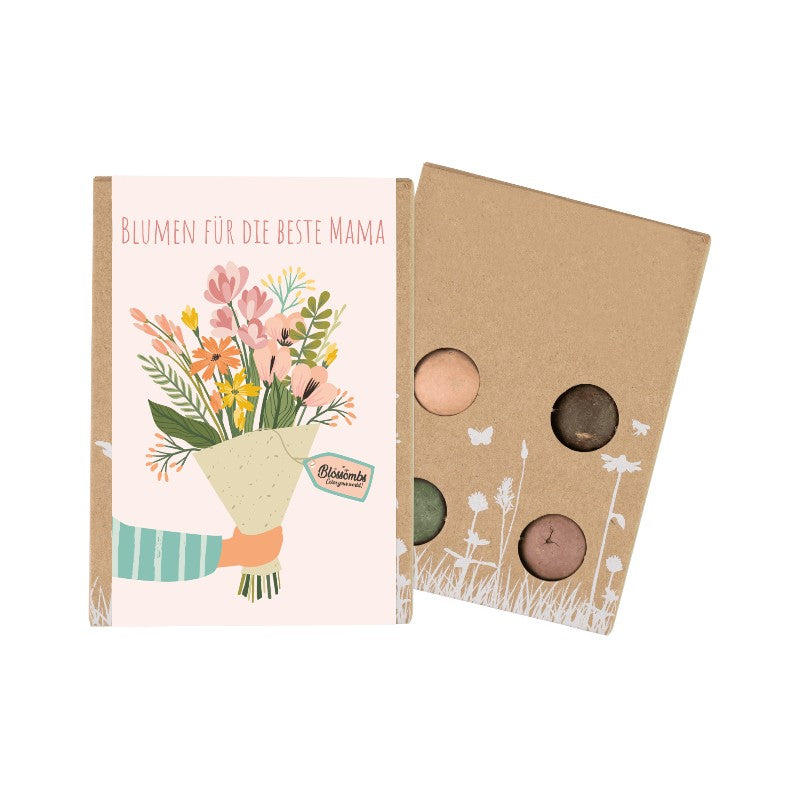 Blossombs Geschenkbox Mini "Blumen für die beste Mama" mit 4 Samenbomben