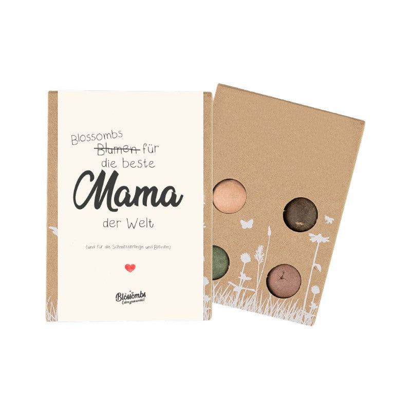 Blossombs Geschenkbox Mini "Die beste Mama der Welt" mit 4 Samenbomben