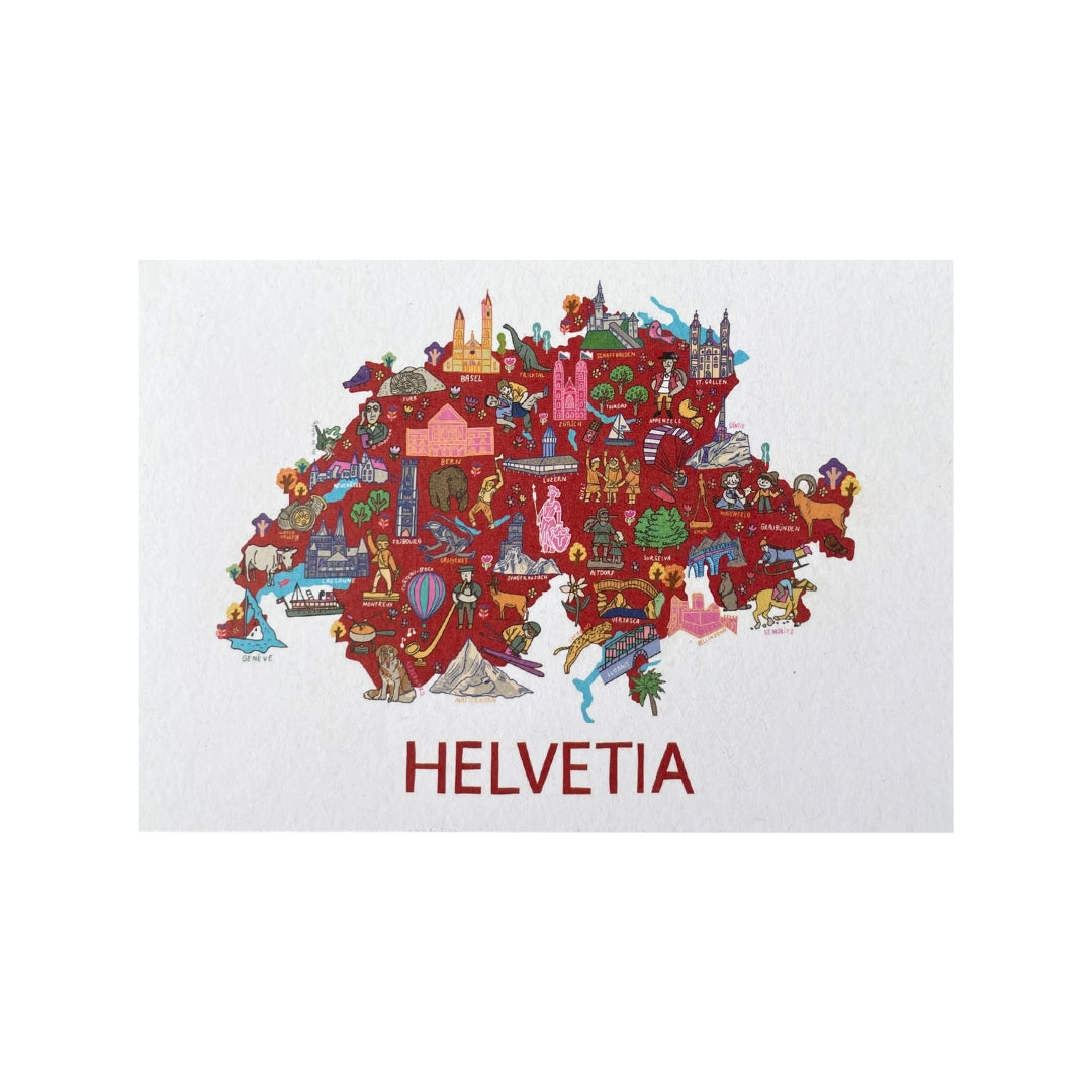 Atelier Avantgarde Postkarte A6 Helvetia Wimmel