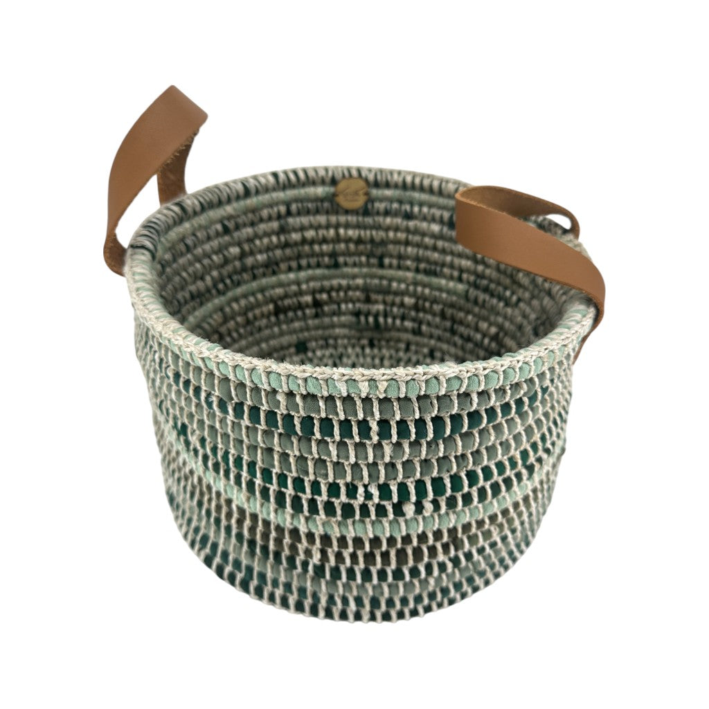 Kendaka Korb mit Lederhenkel Gewürzgrün