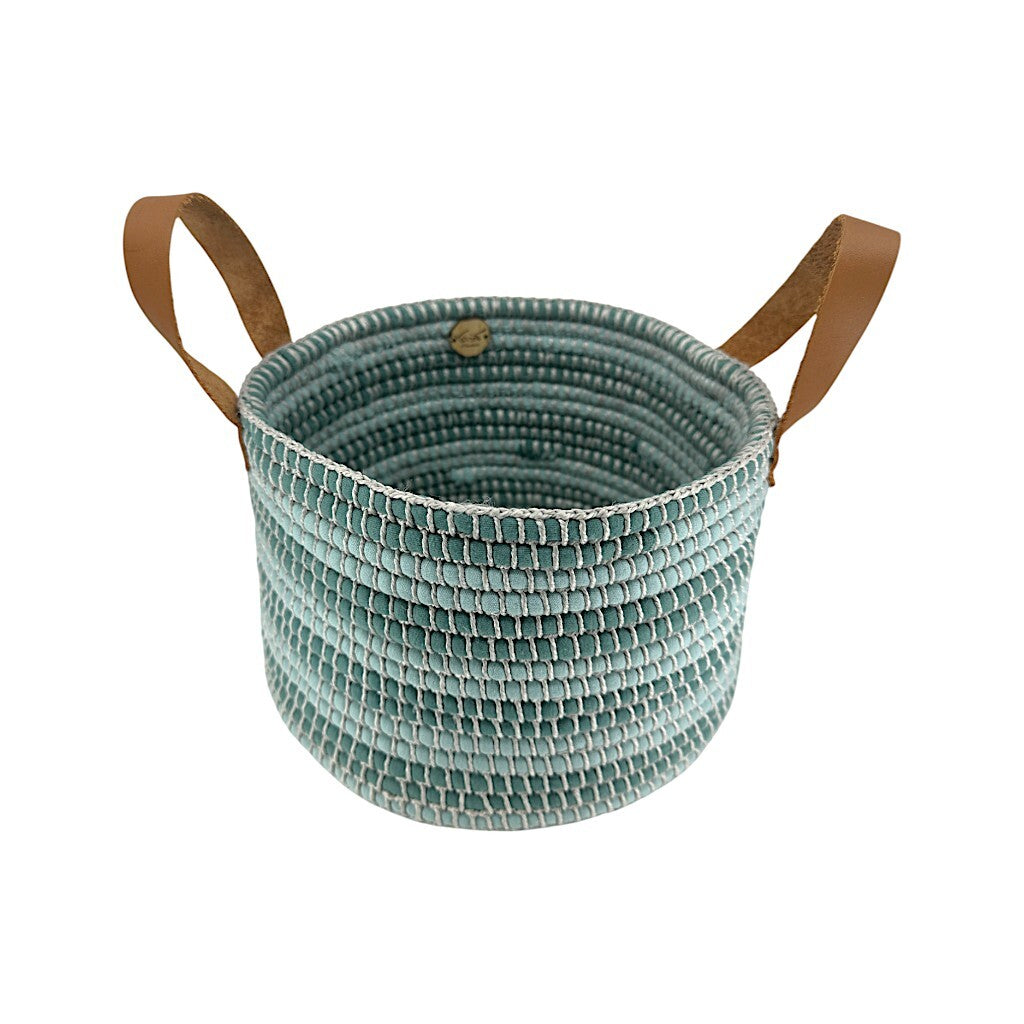 Kendaka Korb mit Lederhenkel Türkis