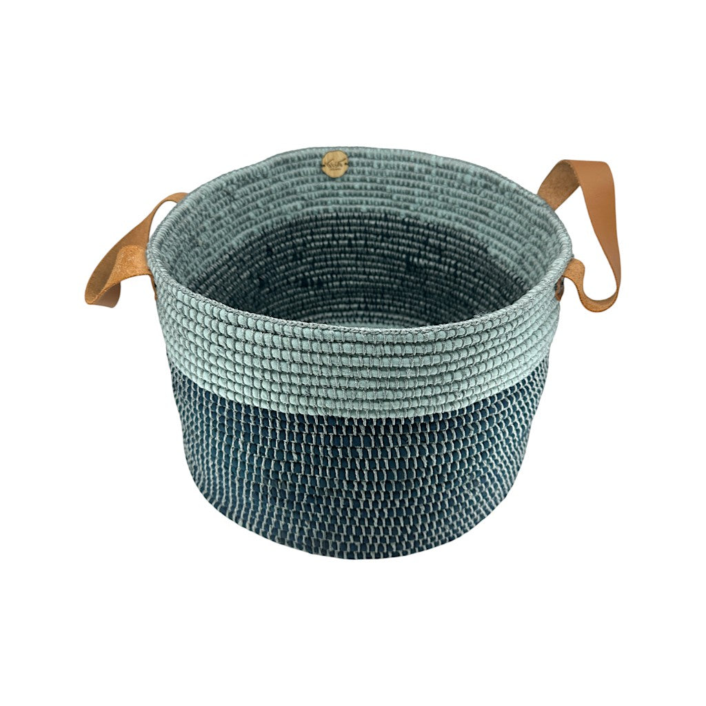 Kendaka Korb mit Lederhenkel Grün, Ø 37 cm