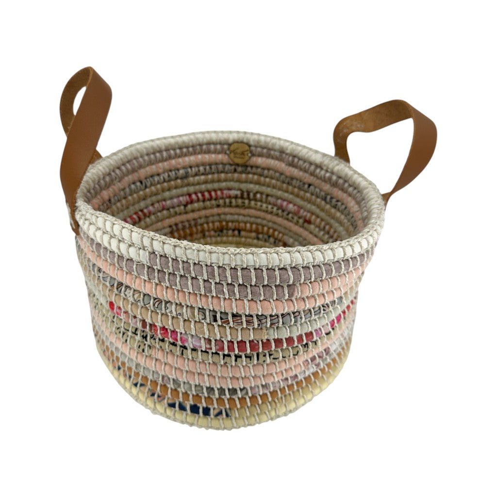Kendaka Korb mit Lederhenkel Gewürzbeige