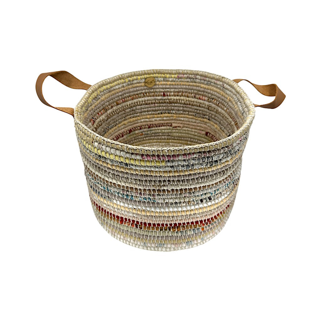 Kendaka Korb mit Lederhenkel Gewürzbeige
