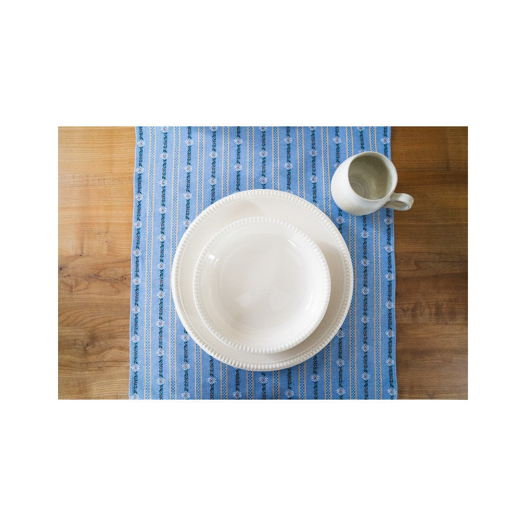 KULTSCHTOFF Tischläufer Edelweiss, 140 x 52 cm, Blau