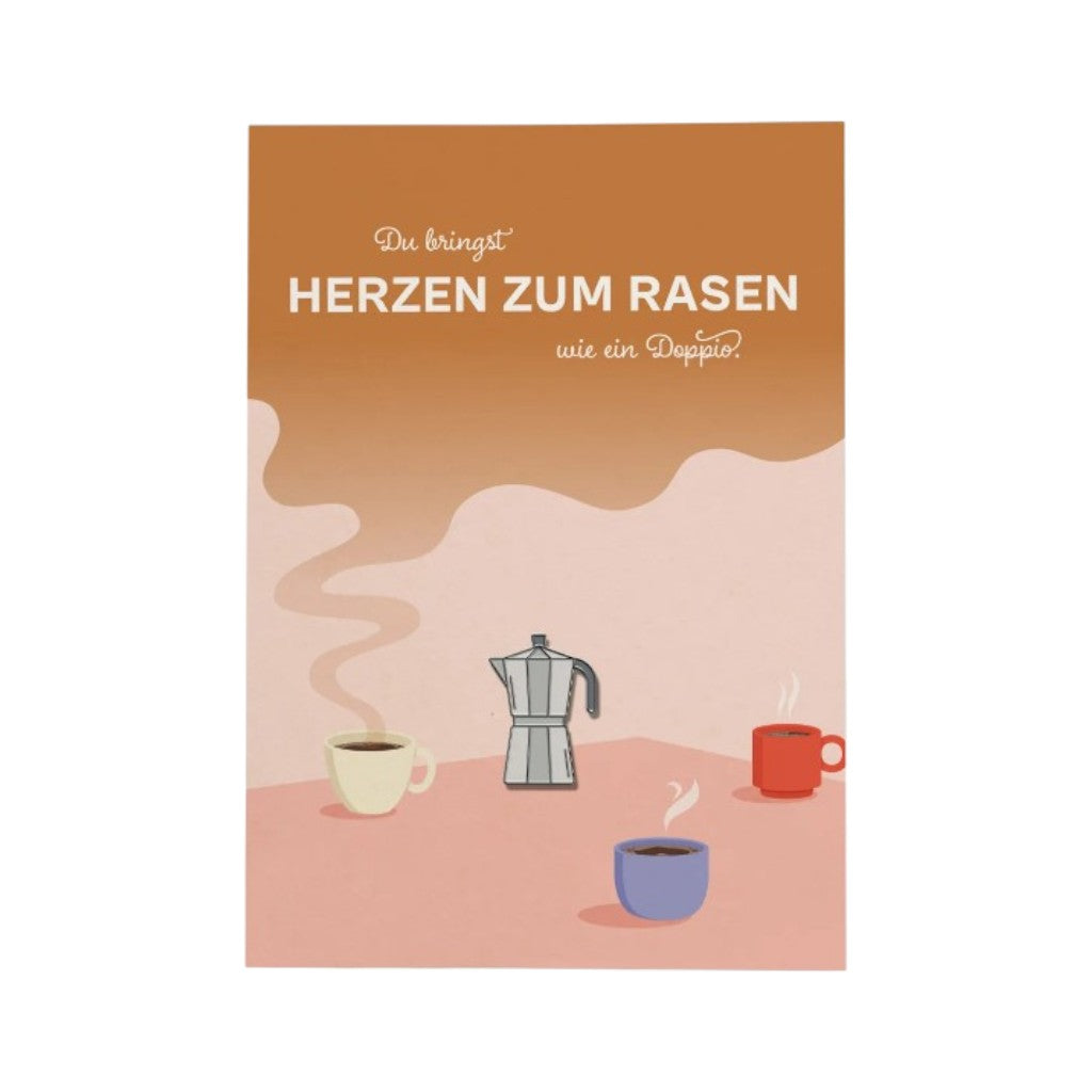 fidea Pinspiration - Bialetti Postkarte A6 mit Ansteck-Pin