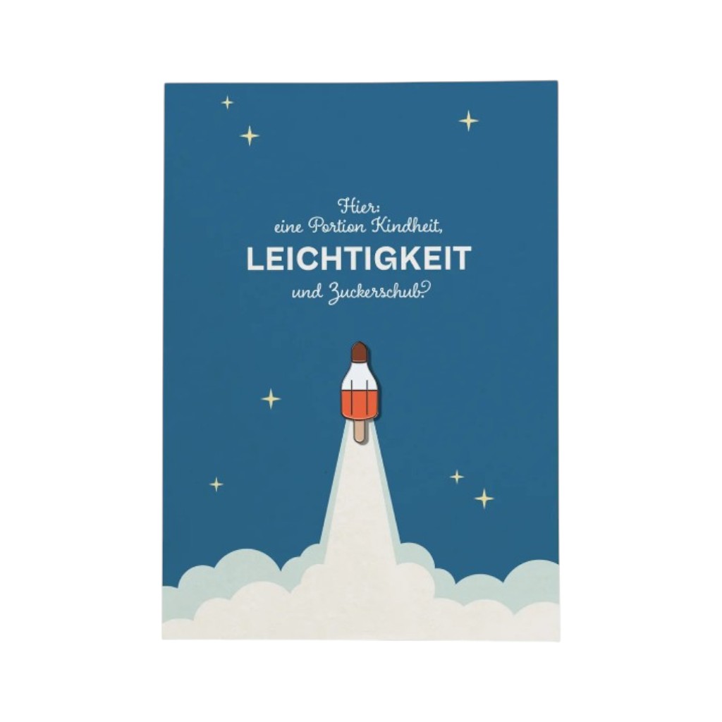 fidea Pinspiration - Raketenglacé Postkarte A6 mit Ansteck-Pin