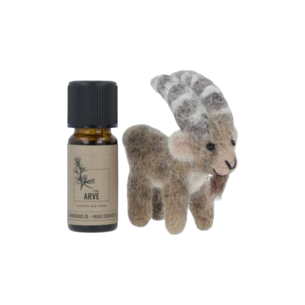 Lumière des Alpes Spa Alpina Duftstein Set mit Filz Steinbock und Arvenöl