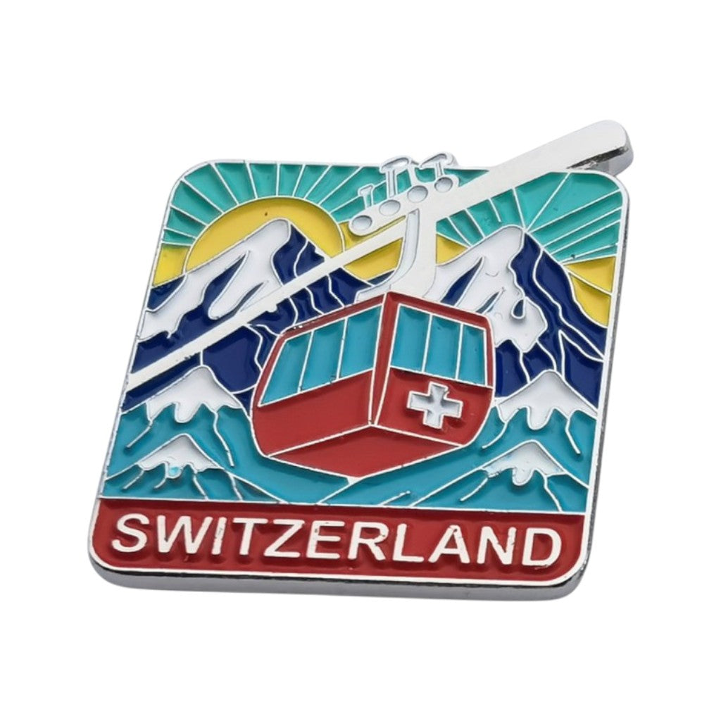 creanorm Pin Gondel mit Sonne - Switzerland, rot, 28mm