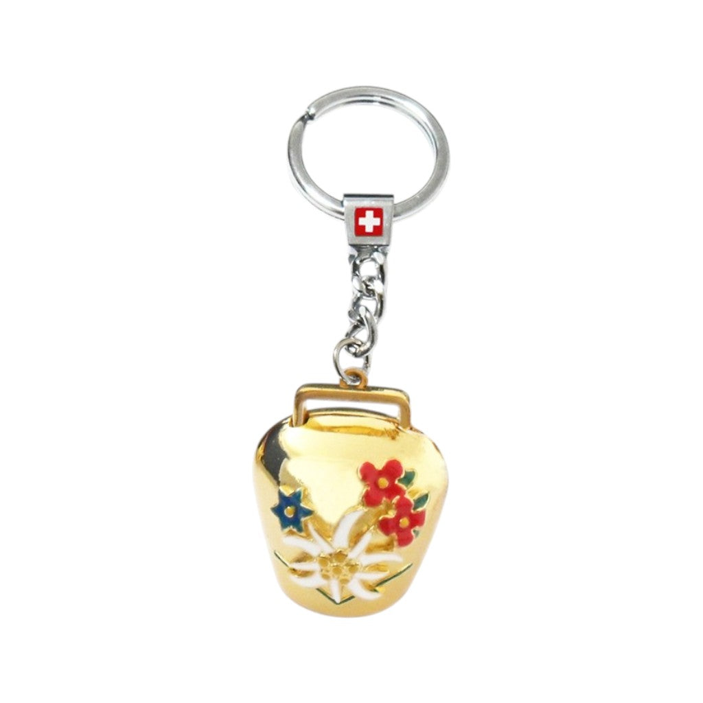 creanorm Schlüsselanhänger Glocke mit Blumen gold, 3.5 cm