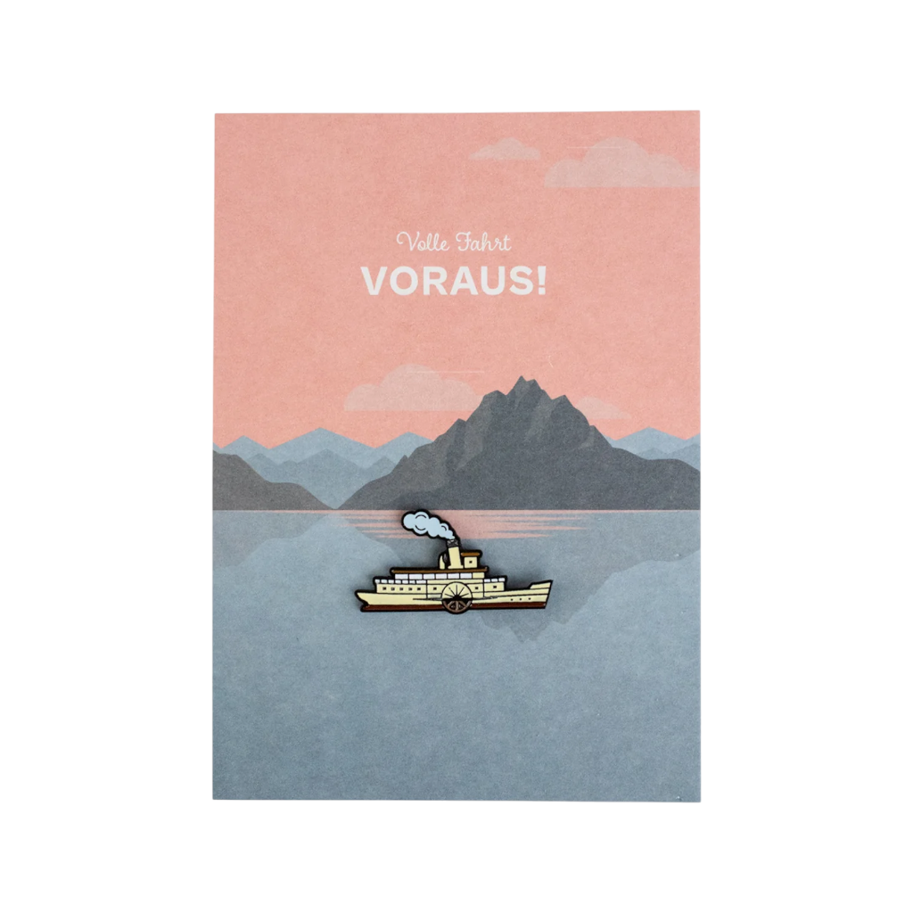 Fidea Design Pinspiration Schiff Postkarte mit Ansteck-Pin, A6