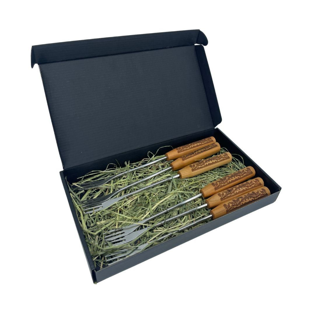 mumix Fonduegabel-Set mit Scherenschnittgravur