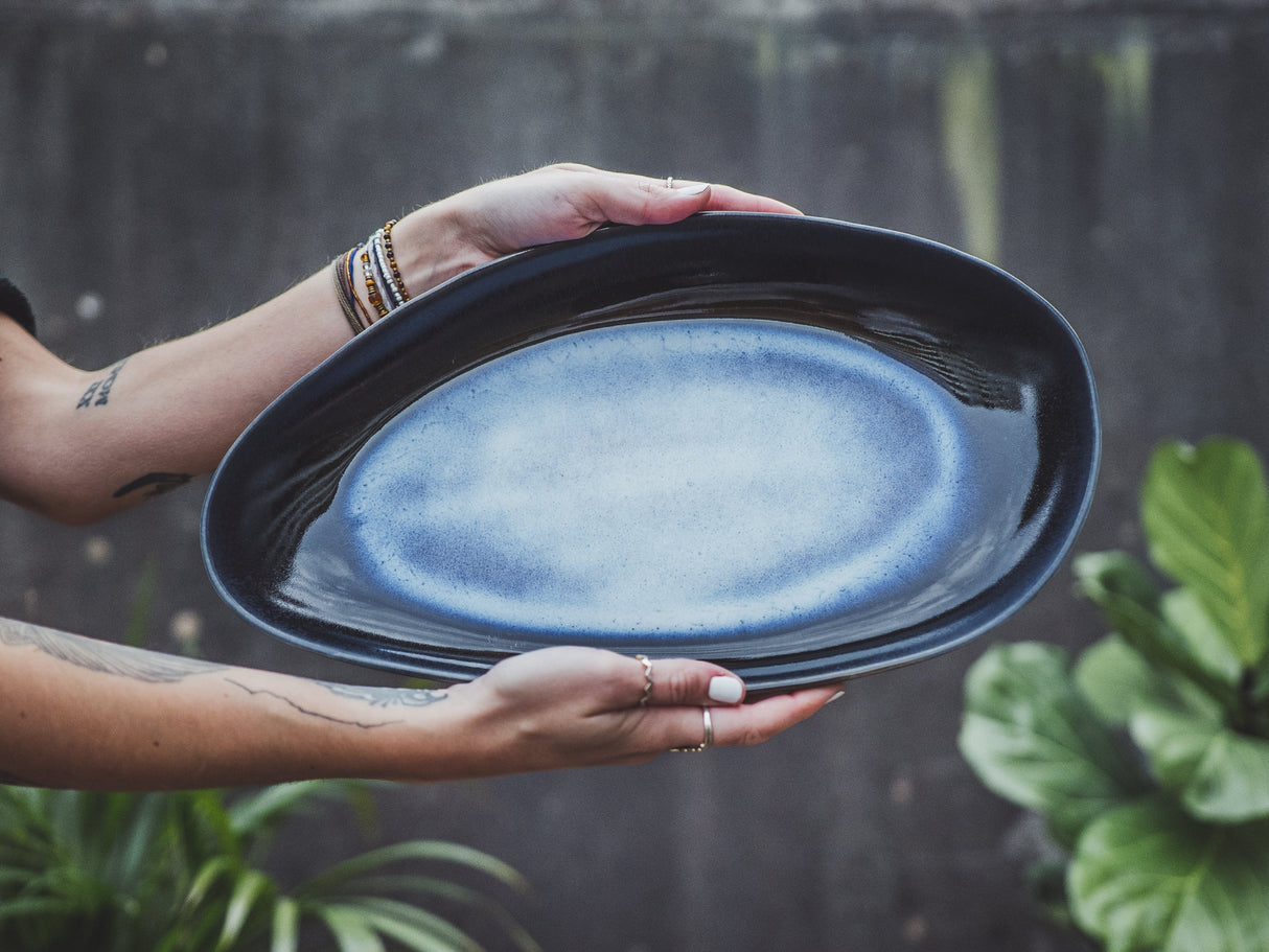 soñho Profundezas Servierplatte blau reaktiv