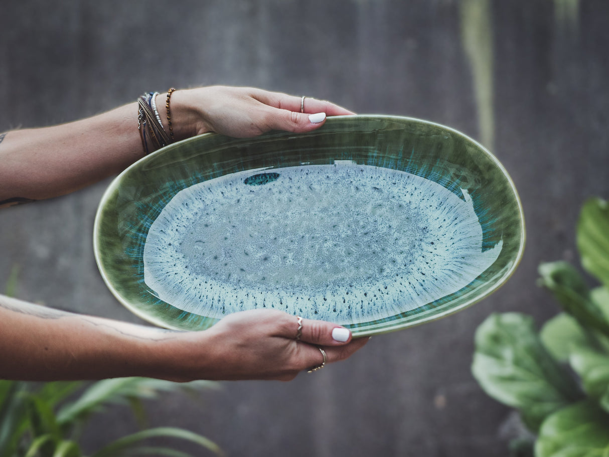 soñho Vulcão Verde Servierplatte grün reaktiv